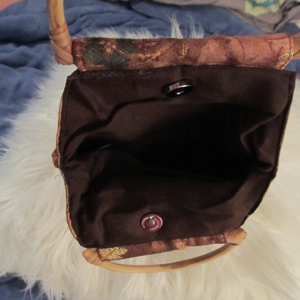 VINTAGE FLORAL EMBROIDERED BEADED EVENING PURSE - Picture 6 of 8